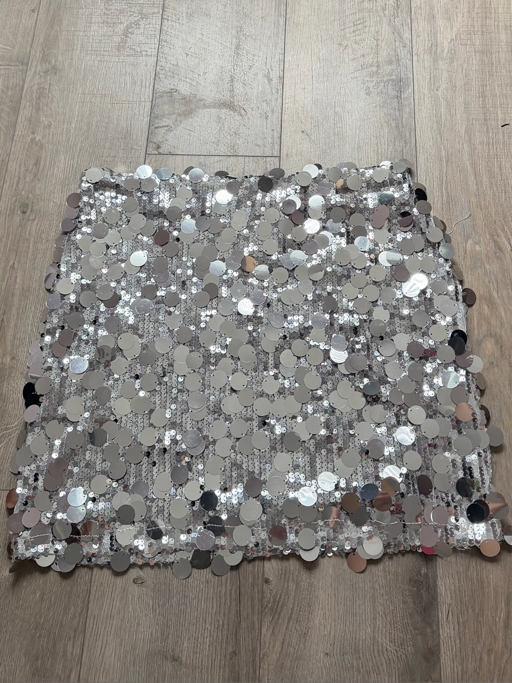 Silver Sequin Mini Skirt